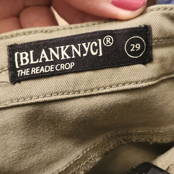 Blank NYC The Reade Crop Olive Green Crop Skinny Jeans Cargo Pockets Size 29/8 - Picture 9 of 11
